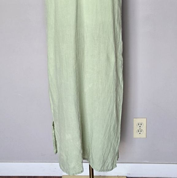 Dolma 100% Linen Light Green Midi Slip Dress Resort Vacation Beachy Tie-Dye S - Picture 6 of 13